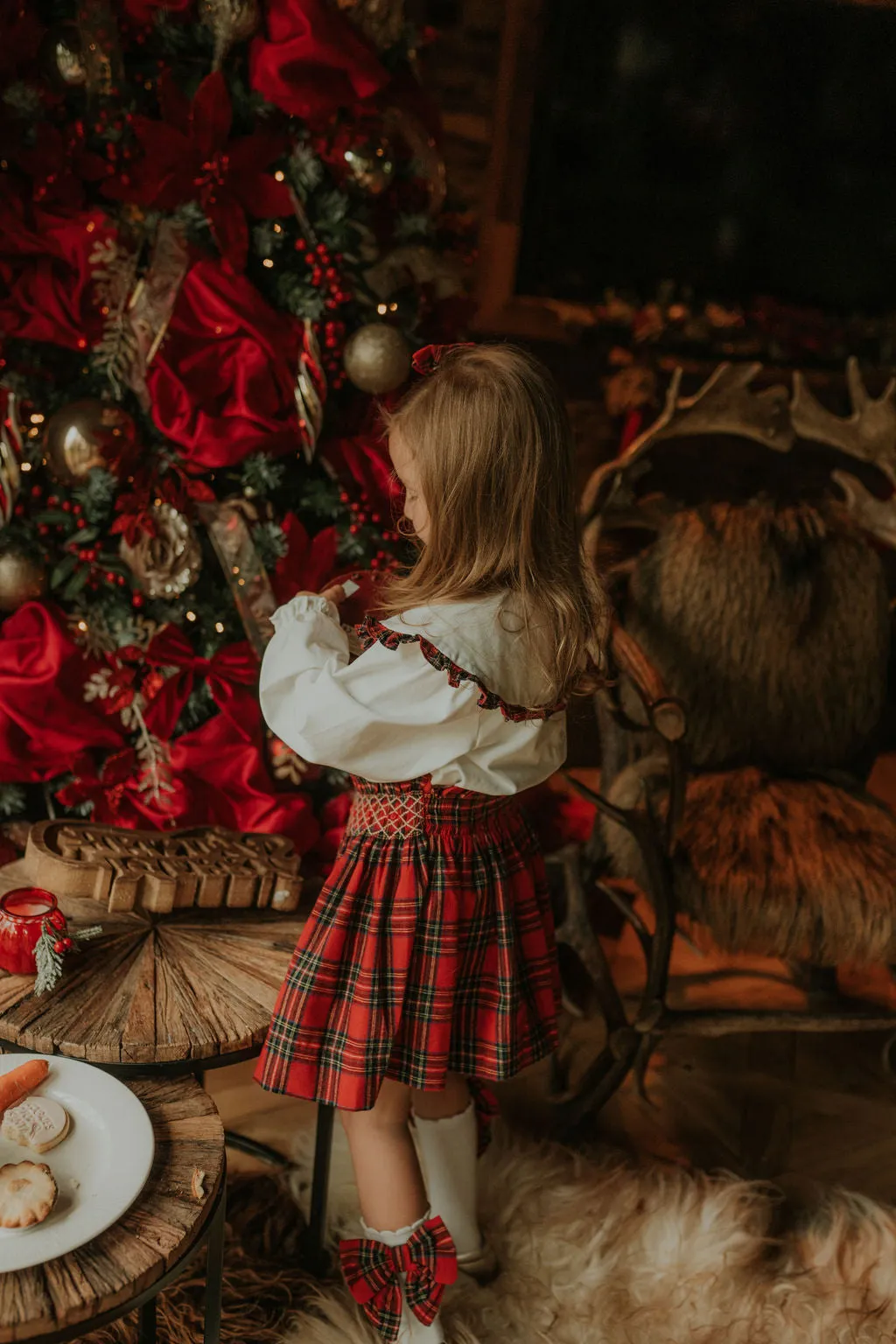 Girls Red Tartan Skirt and Top Set