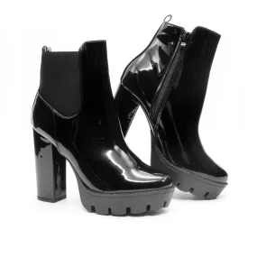 Glossy Thick Heel Boots