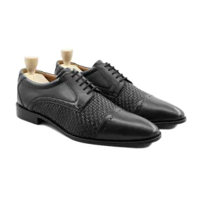 Gorzo - Men's Black Calf and Hand Woven Leather Derby Shoe