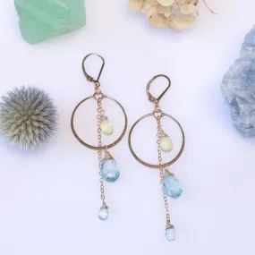 Grace - Aquamarine Drop Gold Statement Earrings