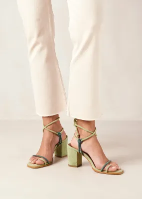 Grace Bicolor Green Leather Sandals