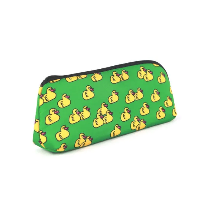 Green Yellow Duck Graphic Pencil Cases Stationery Zipper School 19cm Office Cosmetics Pouches Artists Designer Prints Gifts Bags Purses Students Girls Erasers