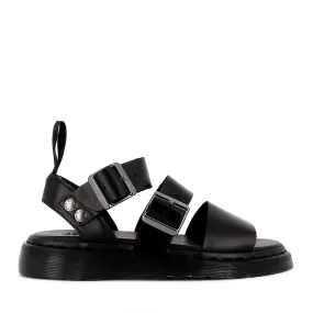 GRYPHON STRAP SANDAL  - BLACK LEATHER