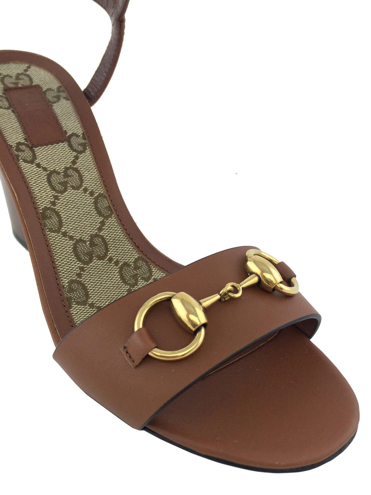 Gucci Leather Horsebit Detail Sandals Size 7.5