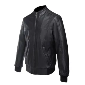 H215BOB - Cuadra black casual fashion moto racer biker leather jacket for men