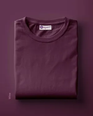 Half Sleeves Crew Neck: Wine