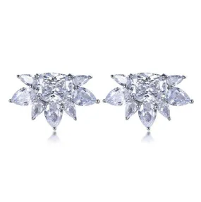 Halo White Stone Stud Earrings