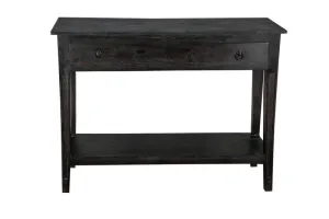 Hand Carved natural wood Console Table in Black tones