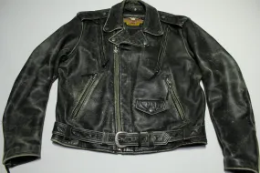 Harley Davidson Motor Clothes Vintage 90's Buckle Vented Perfectly Faded Leather Jacket