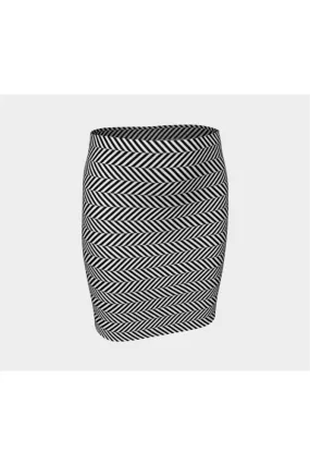 Herringbone Fitted Skirt