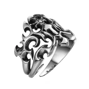 Hollow Flame Design Stainless Steel Retro Fashion Ring