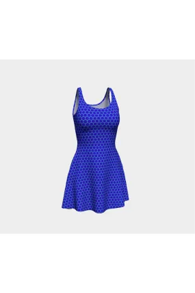 Honeycomb Blue Flare Dress