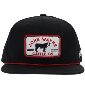 HOOEY JOHN WAYNE HAT BLACK W/RED & WHITE PATCH