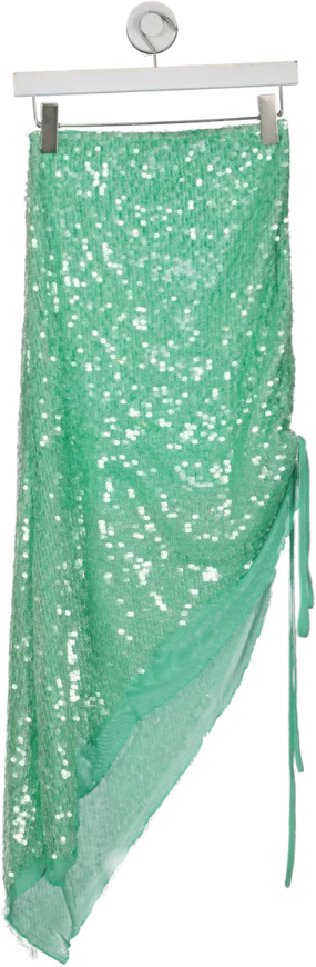 HOUSE OF SUNNY Green Splash Sequin Skirt UK 6