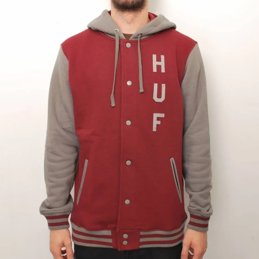 HUF CAMPUS SNAP FRONT JACKET - MAROON