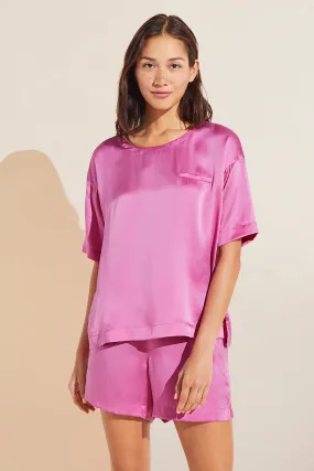 Inez Washable Silk Short Sleeve Tee & Boxer PJ Set