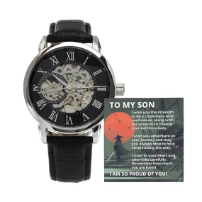 Inspirational Asian Samurai Warrior's Journey To My Son Men Openwork Watch