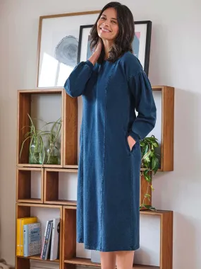 Iona Organic Cotton Jersey Sweat Dress - Indigo Blue