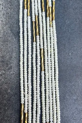 Ivory Shimmer Tie On Waist Beads