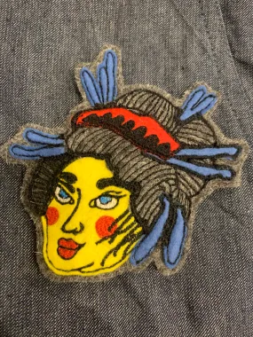 Japanese Geisha Inspired Face Hand Stitched Embroidered Patch (Working Title exclusive)