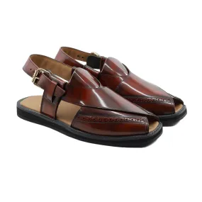 Karl - Men's Oxblood Box Leather High Shine Sandal