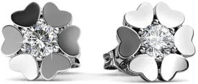 Khloe 18k White Gold Heart Stud Earrings with Round Cut Crystals