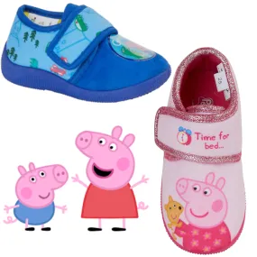 Kids Peppa Pig George Bedroom Slippers Pink Blue Girls Boys Childs Childrens 7 to 12