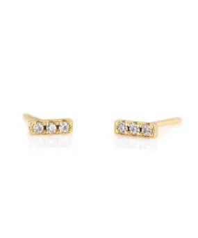 Kris Nations Bar Dash Pave Stud Earrings - Gold