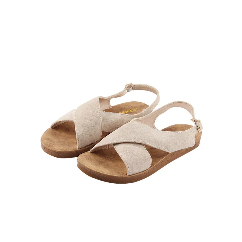 Ladies Sandals With Adjustable Buckle Round Toe Comfortable Casual