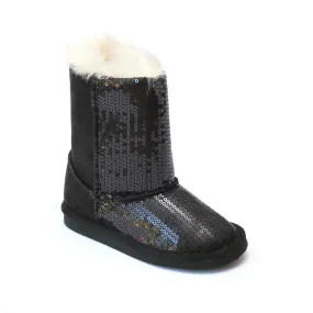 L'Amour Girls Black Sequin Boots