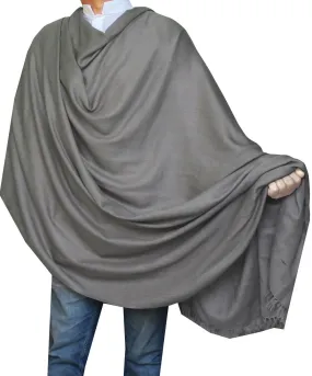 Large Prayer Shawl Wrap Men Women Pure Wool India Clothing (Grey)