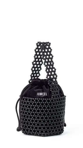 Lartaley Beaded Mini Bucket Bag - Black