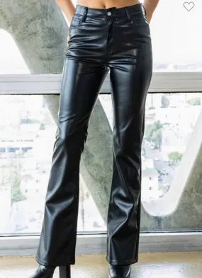 Leather Bootcut Pants