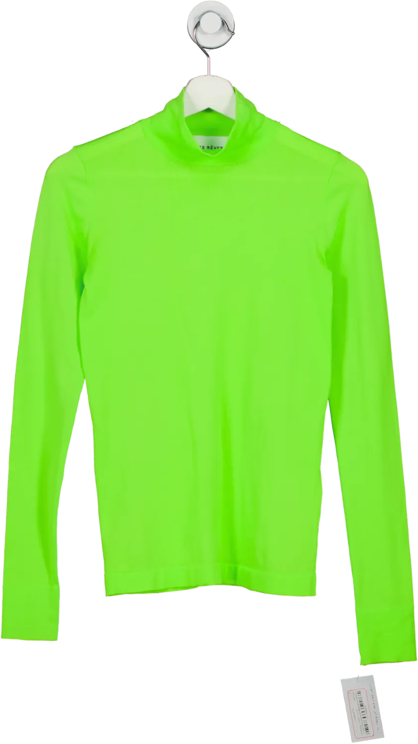 Les Reveries Green Turtleneck Top UK XS