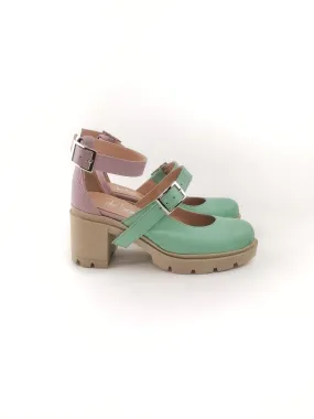 LEXIE MINT/LILAC RUBBER HEELS (7,5cm)