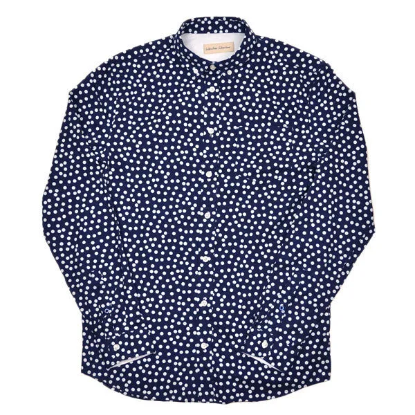 Libertine-Libertine - Hunter Shirt Sunset - Dark Navy with White Dots