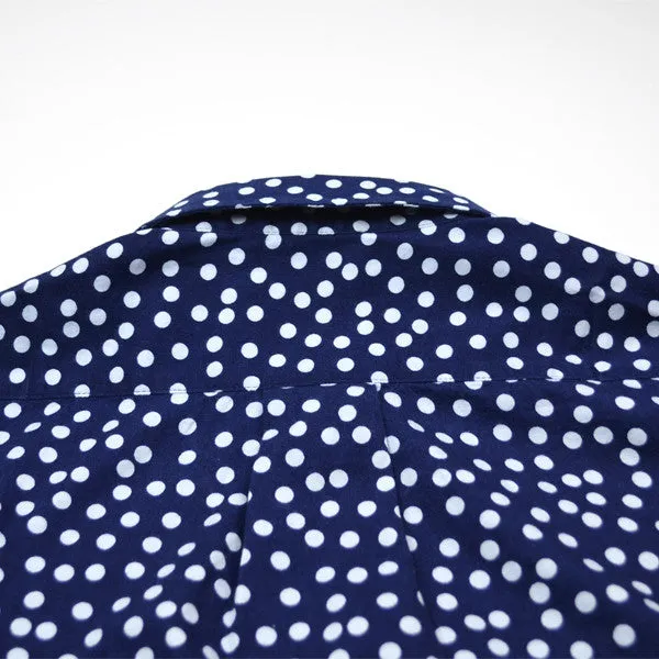 Libertine-Libertine - Hunter Shirt Sunset - Dark Navy with White Dots