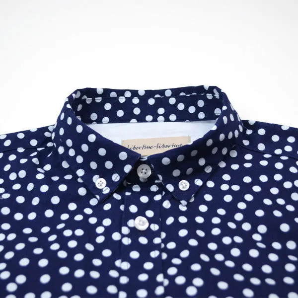 Libertine-Libertine - Hunter Shirt Sunset - Dark Navy with White Dots