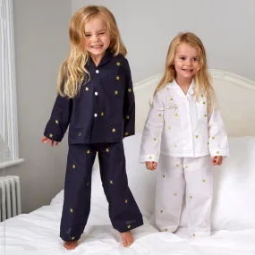 Limited Edition White Cotton Pyjamas with Gold Stars