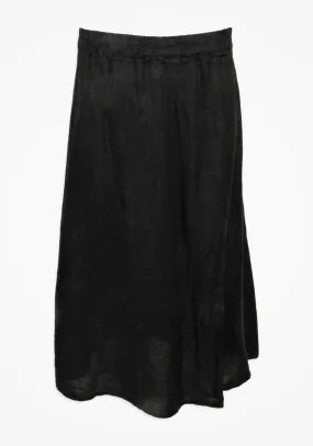 LINEN SKIRT WITH SLIT (BLACK) - PISTACHE