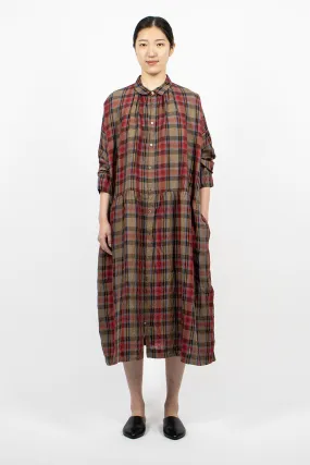 Linen Tartan Dress Mocha