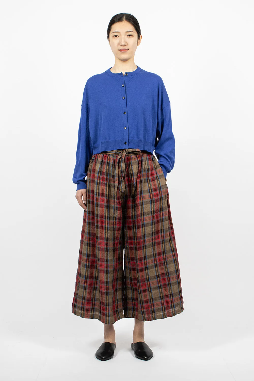 Linen Tartan Pants Mocha