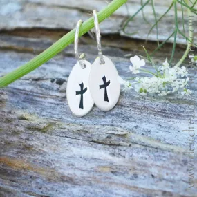 Little Cross Silver Earrings