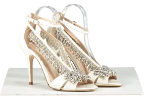 L.K.Bennett White X Jenny Packham Dahlia Ivory Crystals Sandals UK 7 EU 40 👠