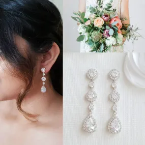 Long Earrings for Wedding in Silver-Reagan