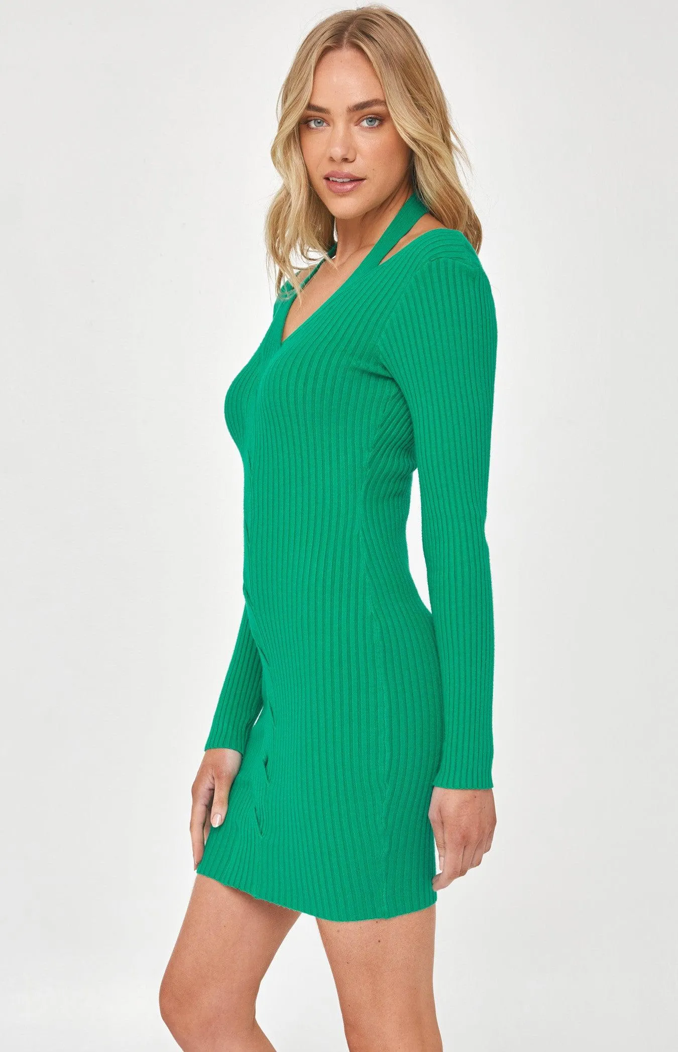 Lula Cut Out Knit Dress - Green