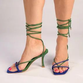 Madison Aspen Ankle Wrap Sandal - Green/Cobalt