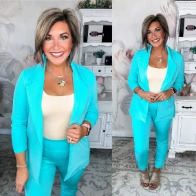 Magic 3/4 Sleeve Blazer - Aqua