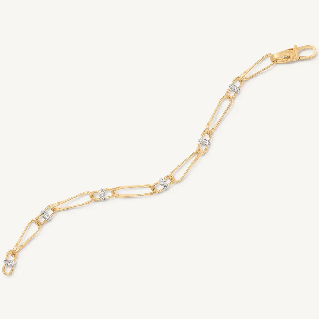 Marco Bicego Marrakech Onde 18K Yellow Gold Twisted Coil Link Bracelet With Diamonds