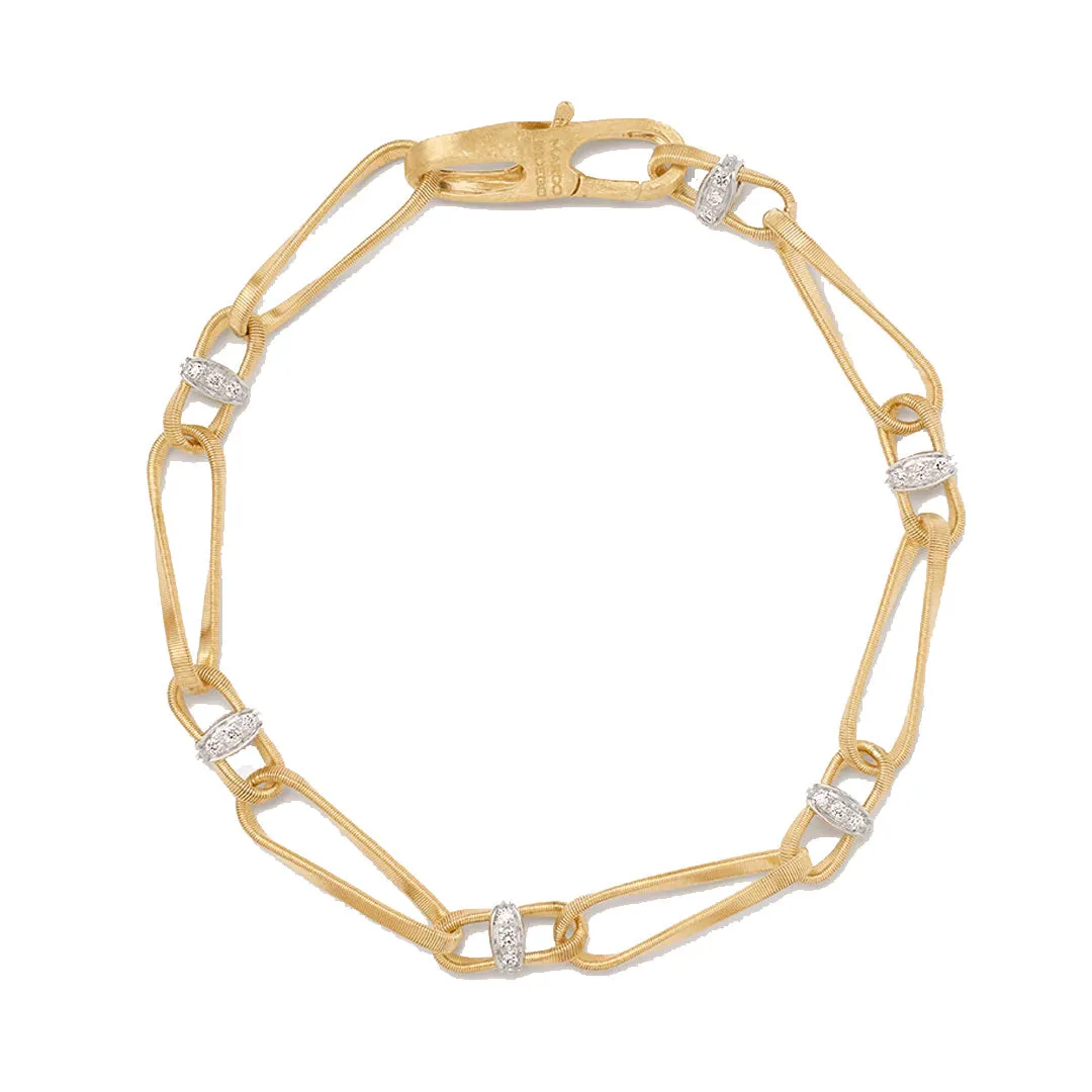 Marco Bicego Marrakech Onde 18K Yellow Gold Twisted Coil Link Bracelet With Diamonds